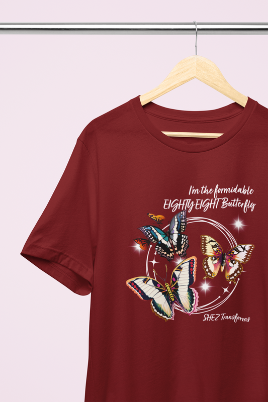 Shez Transforms EightyEight Maroon Printed Oversized women Tshirts & Women Tops, Size : S , M, L, XL, 2XL, 3XL, 4XL, 5XL, Hanger view