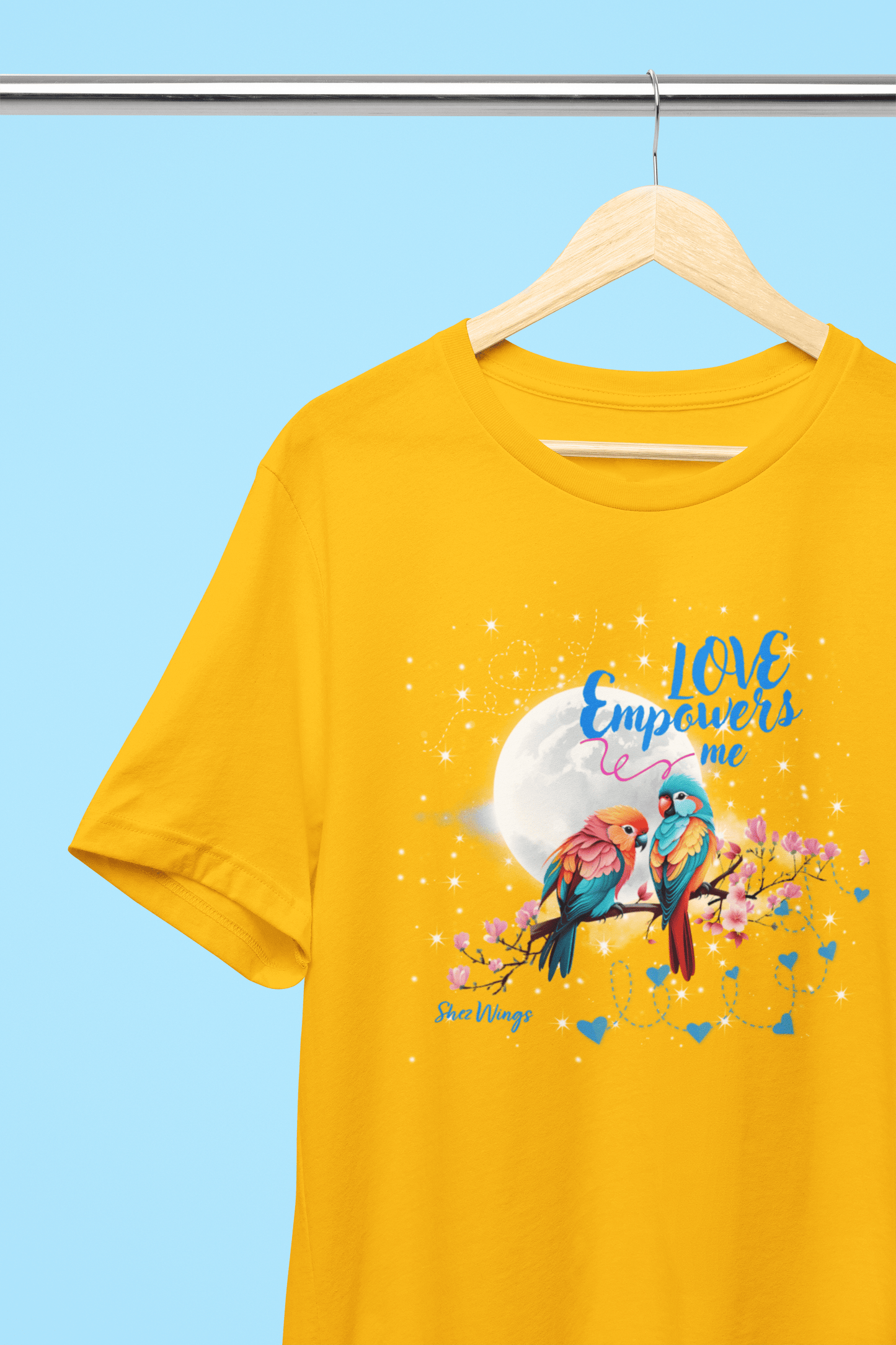 Shez Wings, Love. Golden Yellow Oversize T shirt Women, S,m,l,xl,2xl,3xl,4xl,5xl, Hanger view