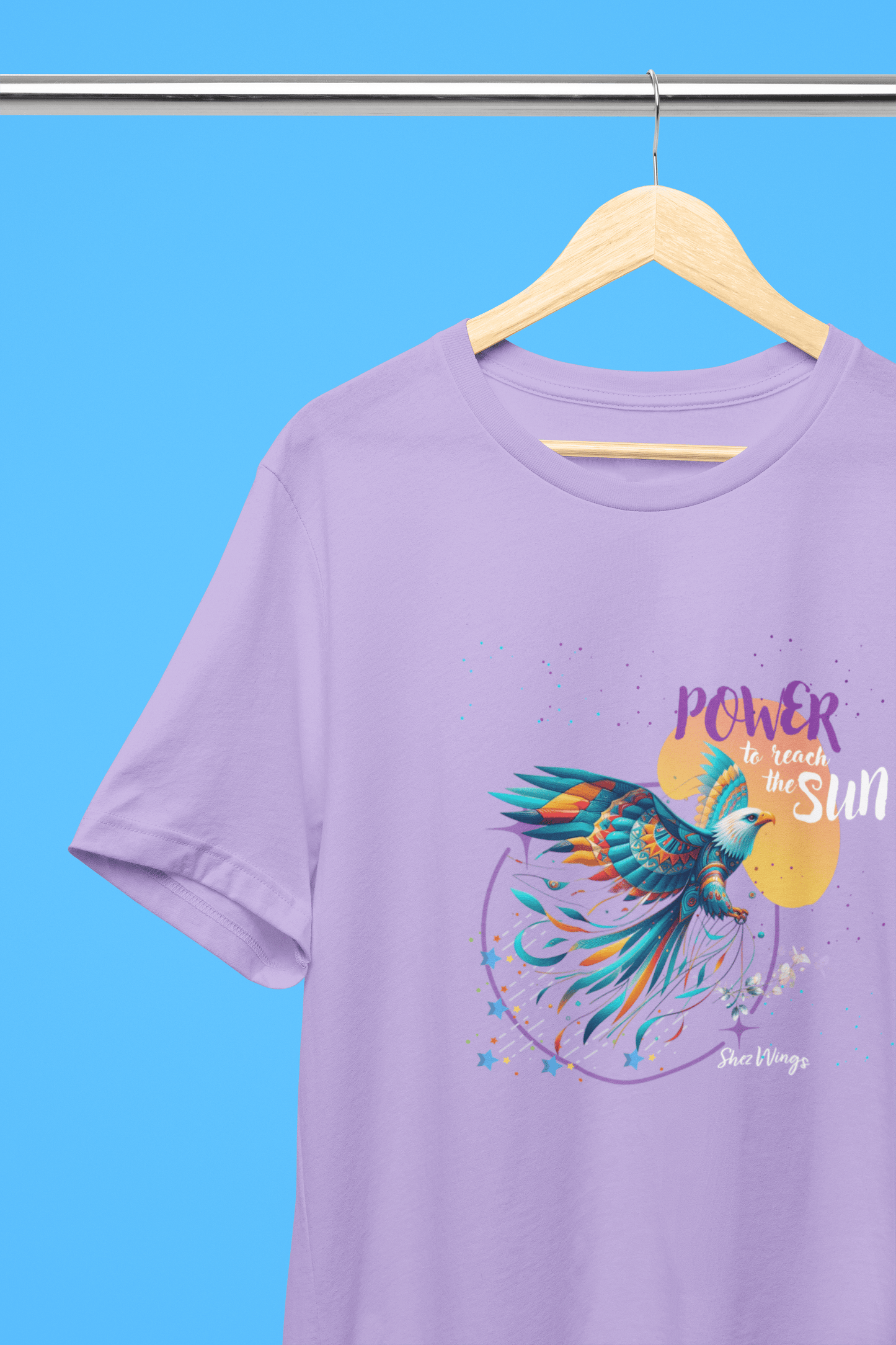 Shez Wings, Power, Lavender, Over Sized T Shirt Women, S,M,L,XL,2XL,3XL,4XL,5XL, Hanger View