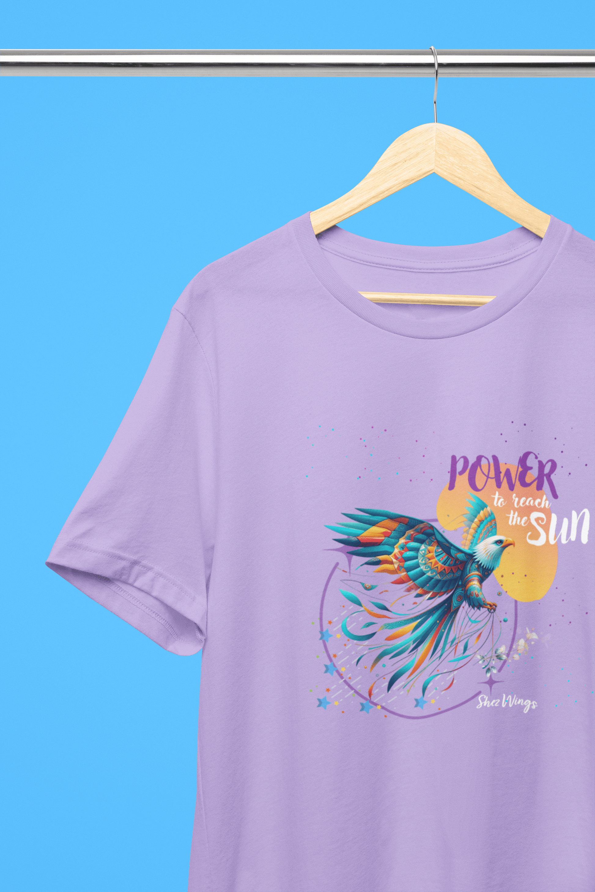 Shez Wings, Power, Lavender, Over Sized T Shirt Women, S,M,L,XL,2XL,3XL,4XL,5XL, Hanger View