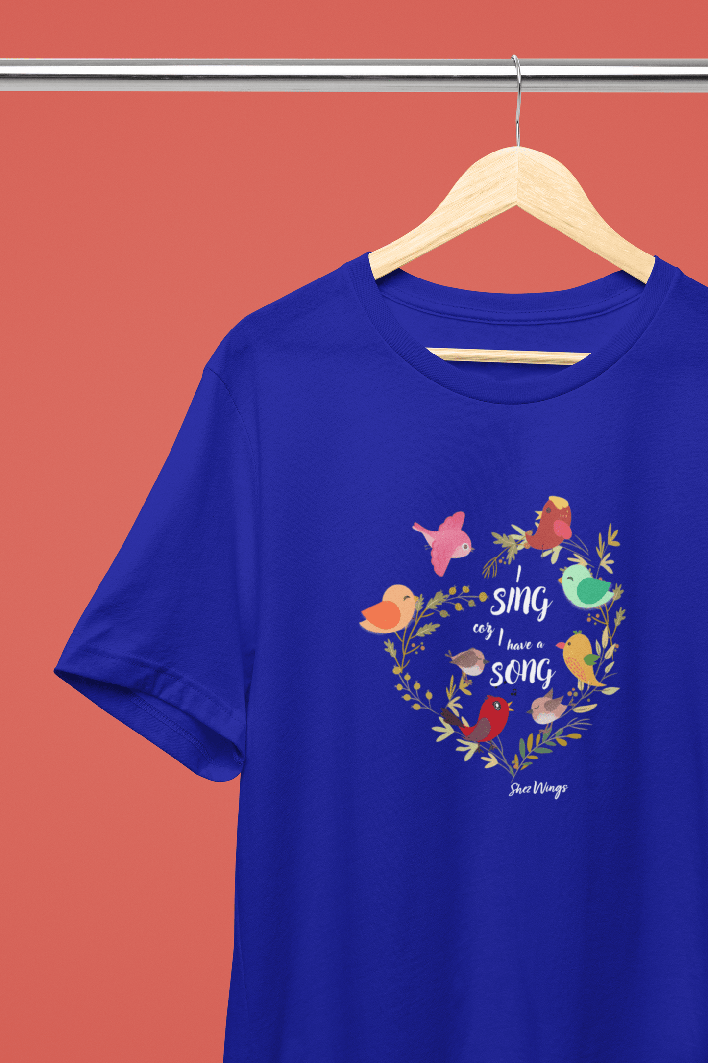 Shez Wings, I Sing Royal Blue Oversized Printed T Shirt Women, S,M,L,XL2XL,3XL4XL5XL, Hanger View