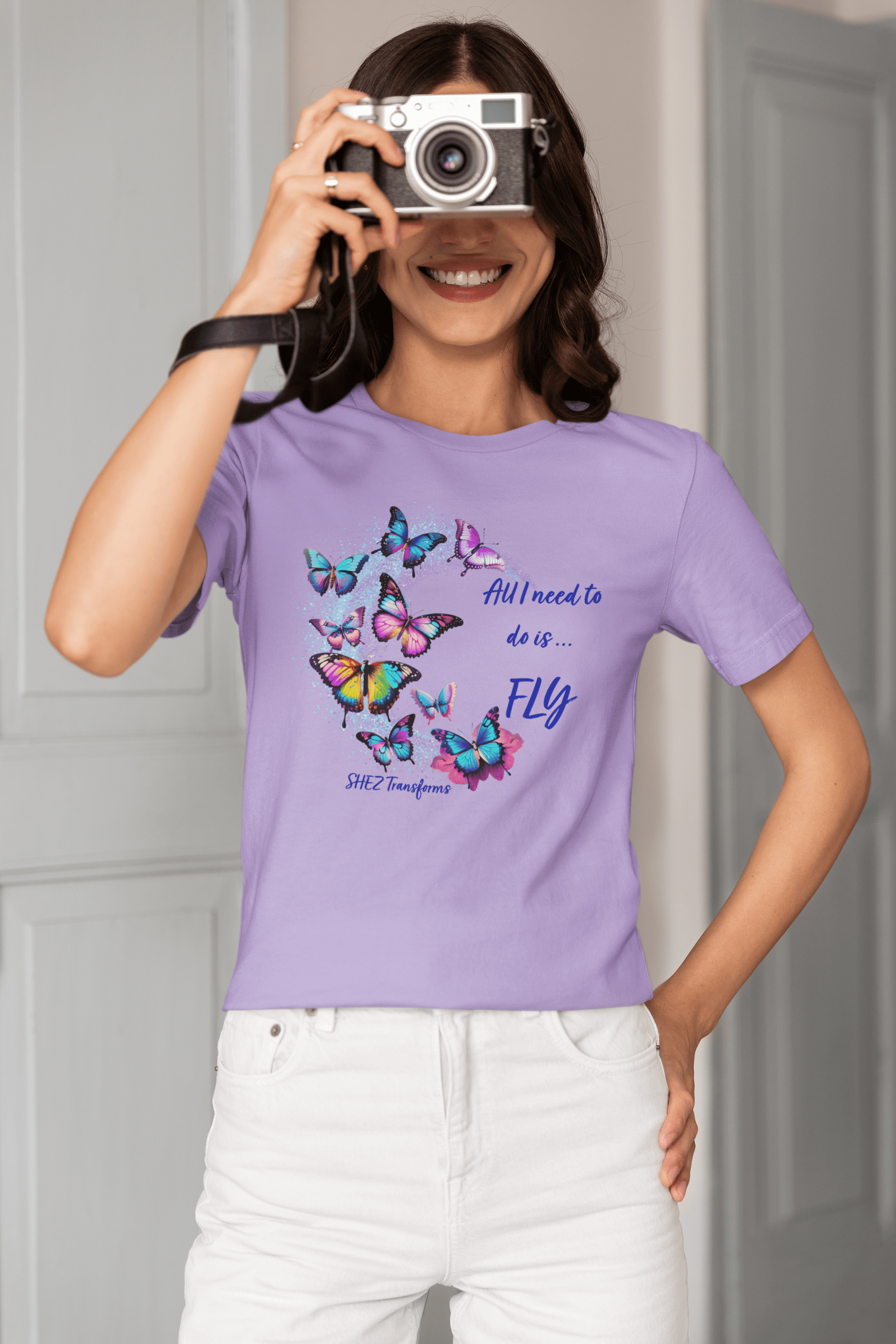 Shez Transforms All I need to do is FLy Lavender Loose Fit women Tshirts & Women Tops, Size : S , M, L, XL, 2XL, 3XL, 4XL, 5XL