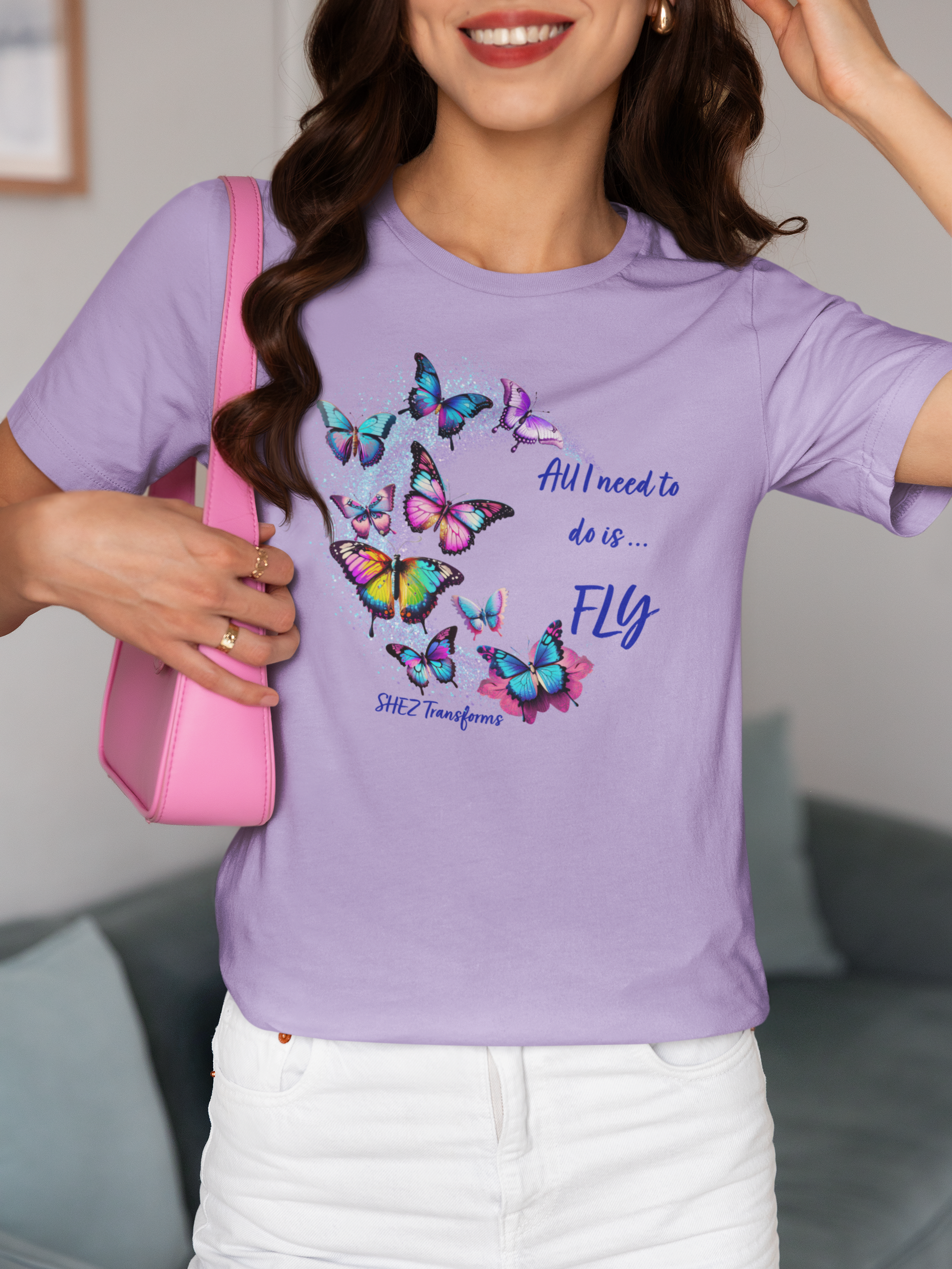 Shez Transforms All I need to do is FLy Lavender Loose Fit women Tshirts & Women Tops, Size : S , M, L, XL, 2XL, 3XL, 4XL, 5XL