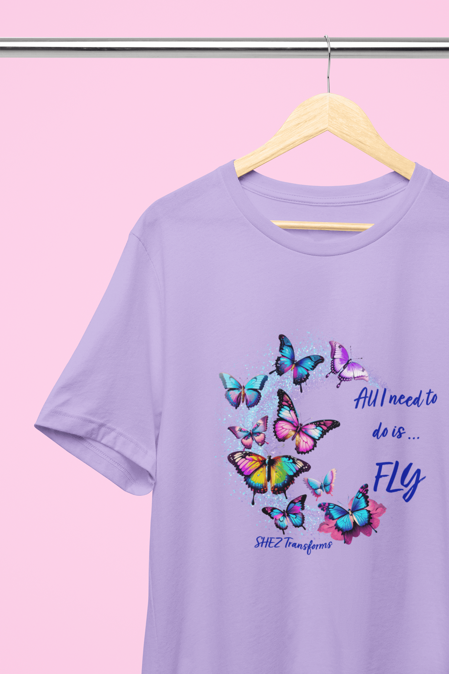 Shez Transforms All I need to do is FLy Lavender Loose Fit women Tshirts & Women Tops, Size : S , M, L, XL, 2XL, 3XL, 4XL, 5XL