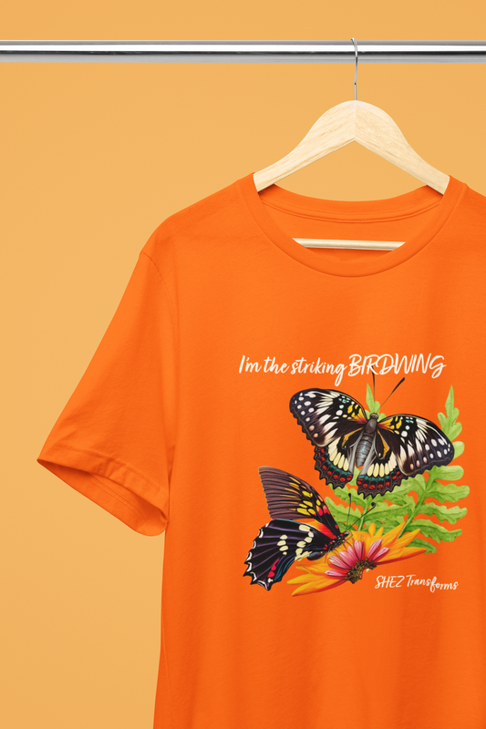 Shez Transforms Birdwing Orange, Oversized Loose Fit women Tshirts & Women Tops, Size : S , M, L, XL, 2XL, 3XL, 4XL, 5XL, Hanger View