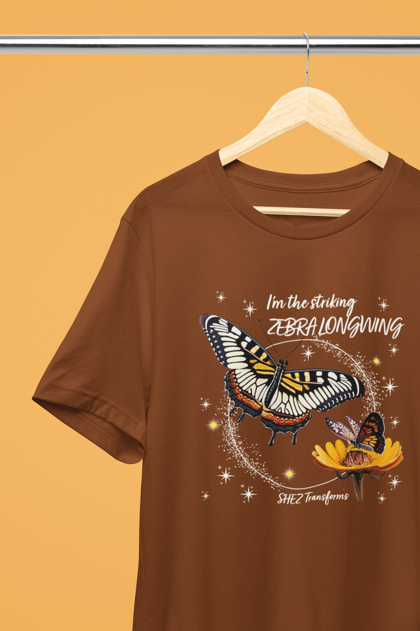 Shez Transforms ZebraLongwing Coffee Brown Oversized women Tshirts & Women Tops, Size : S , M, L, XL, 2XL, 3XL, 4XL, 5XL, Hanger Pose
