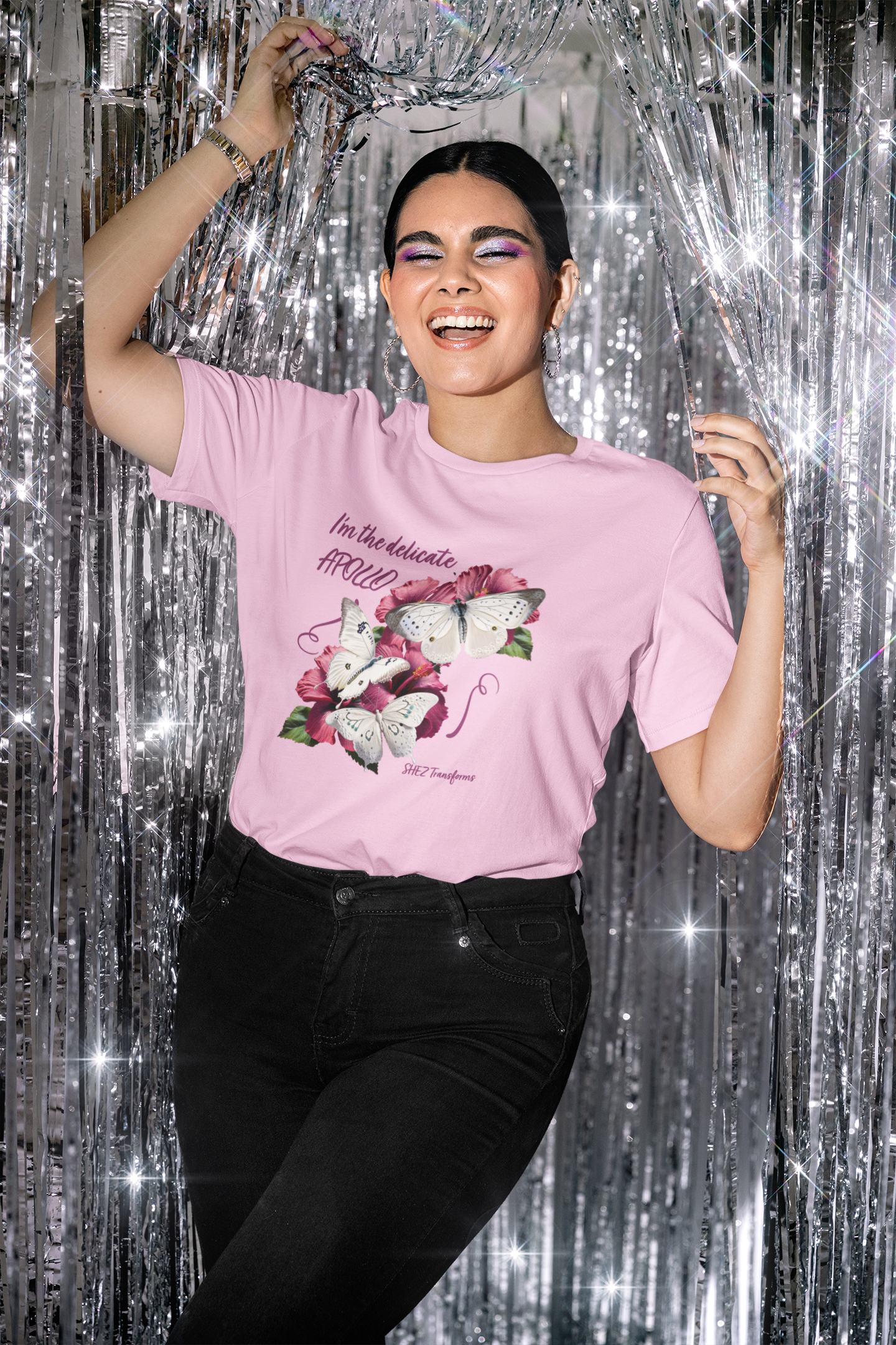 Shez Transforms Apollo Pink Oversized women Tshirts & Women Tops, Size : S , M, L, XL, 2XL, 3XL, 4XL, 5XL, Model dancing View