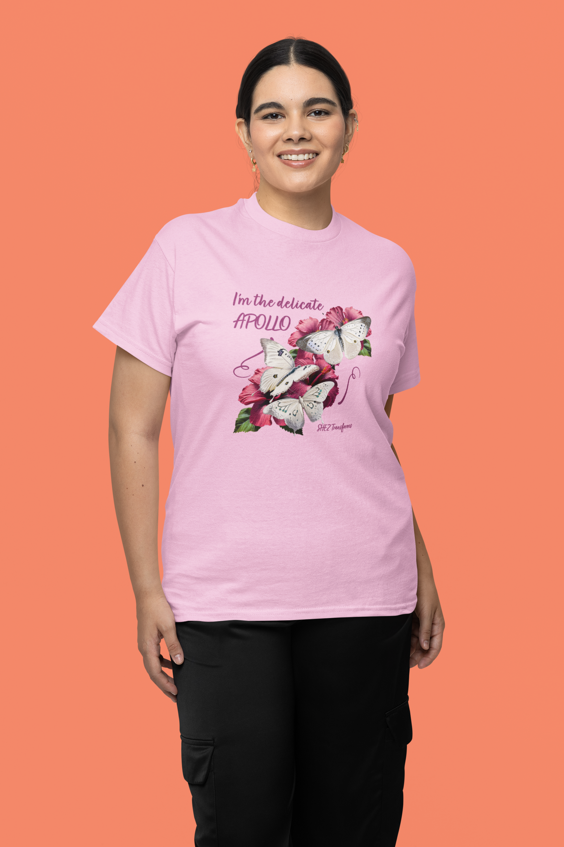 Shez Transforms Apollo Pink Oversized women Tshirts & Women Tops, Size : S , M, L, XL, 2XL, 3XL, 4XL, 5XL, Model full front  View 2
